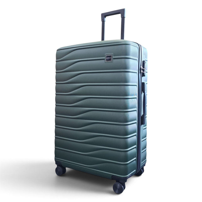 Hardshell Green Suitcase Set Robust 8 Wheel Luggage Cabin Case Bag