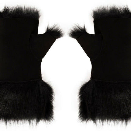 Womens Shearling  Mittens Fingerless Cuffs Toscana Suede Sheepskin Fur