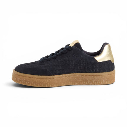 Tamaris Women's Navy Blue Leather Trainers Sneaker Shoes - 23723-44