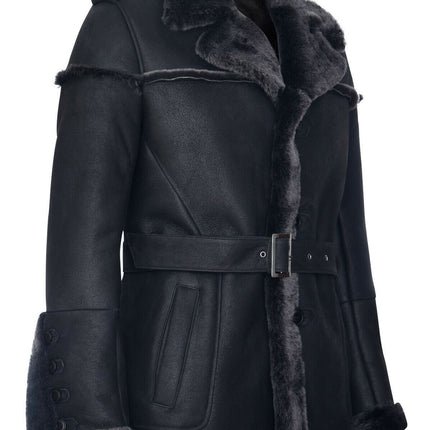 Mens Merino Sheepskin Suede Jacket with Tie Belt-Granada