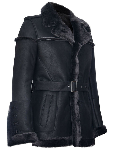 Mens Merino Sheepskin Suede Jacket with Tie Belt-Granada