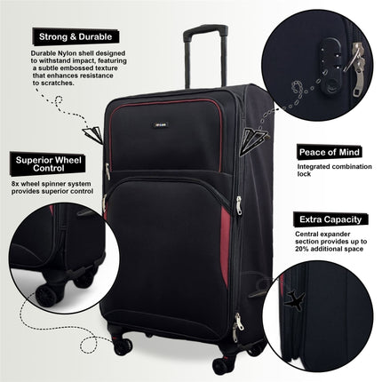 Soft Shell Cabin  48 x 37 x 20 cm Secure Travel Luggage Suitcase Suitable for Easyjet, Ryanair