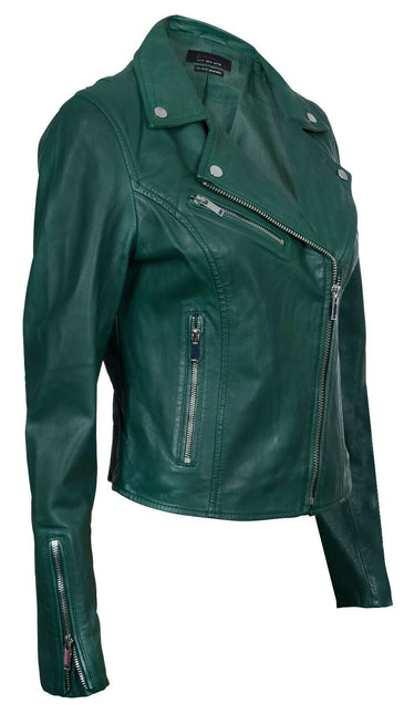 Womens Leather Classic Biker Brando Jacket-Baku