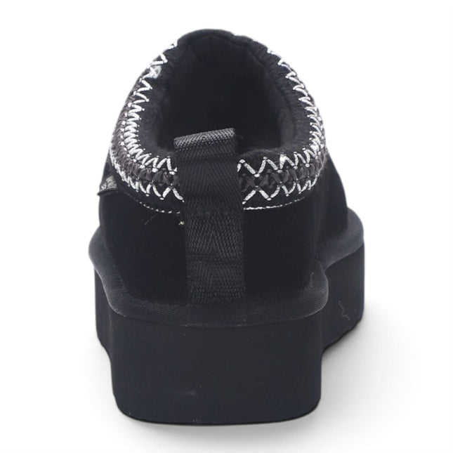 Women’s Black Genuine Sheepskin Real Fur Winter Platform Slippers - Polar