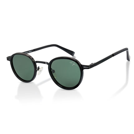 De-Gamme Black Retro Round Polarized Sunglasses - Paris