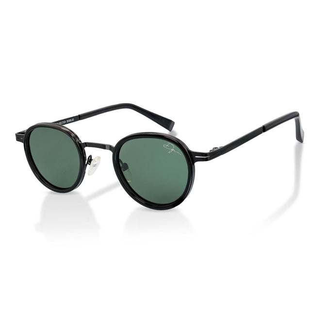 De-Gamme Black Retro Round Polarized Sunglasses - Paris
