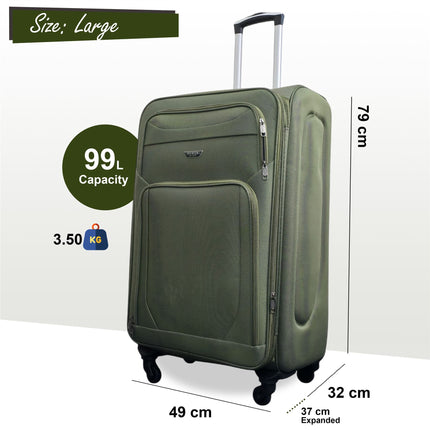 Soft Shell Lightweight Nylon Suitcase Set 4 Wheel Travel Case Holiday Bags