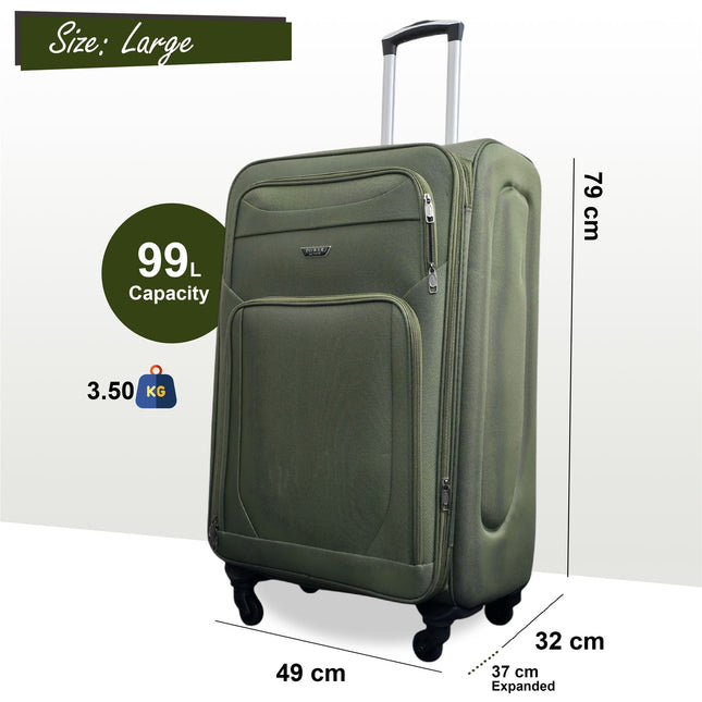 Soft Shell Lightweight Nylon Suitcase Set 4 Wheel Travel Case Holiday Bags