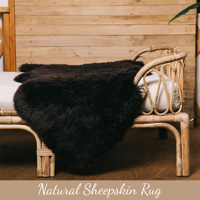 Genuine Chocolate Brown Sheepskin Natural Silky Soft Fluffy Real Wool Rug