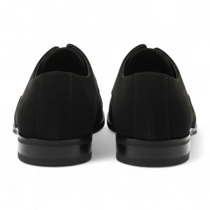 Men’s Black Faux Suede Leather Lace-Up Derby Oxford Shoes