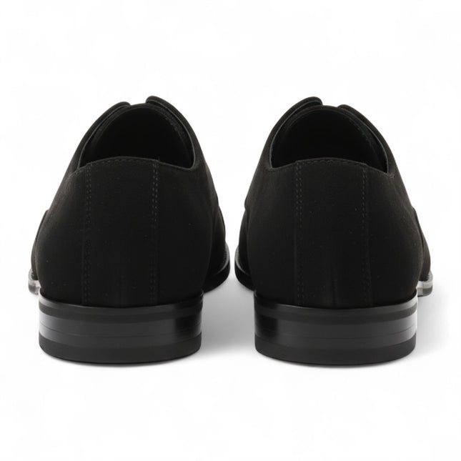 Men’s Black Faux Suede Leather Lace-Up Derby Oxford Shoes