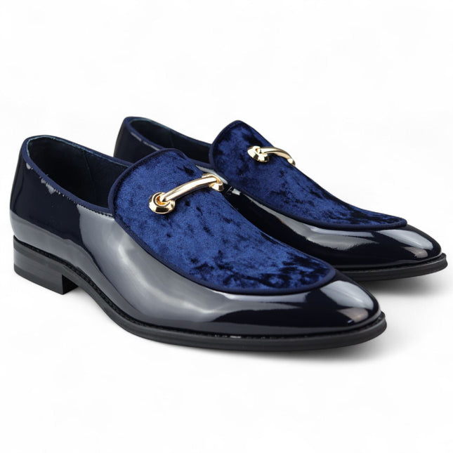 Men’s Smart Blue Loafers Leather Lined Velvet Slip-On Shoes