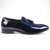 Men's Navy Velvet Tassel Loafers Formal Patent Dress Shoes