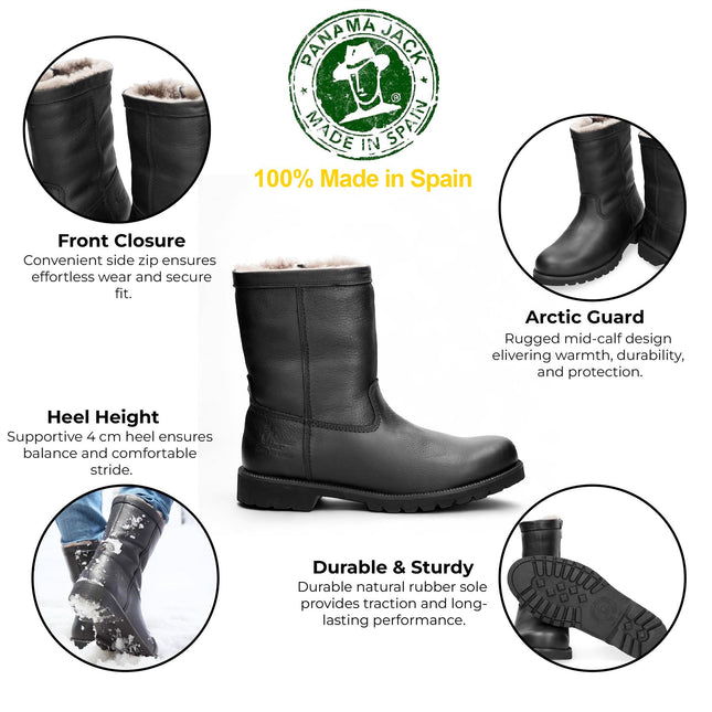 Panama Jack Men's Fedro Igloo C3 Black Waterproof Leather Ankle Boots