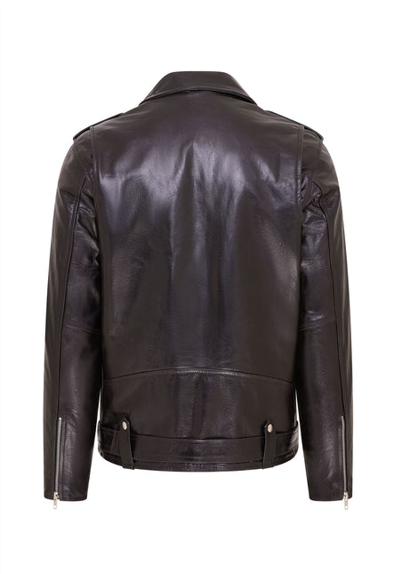 Mens Retro Brando Quilted Leather Biker Jacket Vintage Motorcycle Style