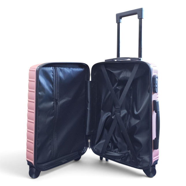 Hardshell Rose Gold Suitcase Set Robust 8 Wheel Luggage Cabin Case Bag