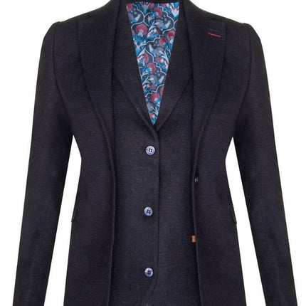 Womens 1920s Navy Blue Wool Classic Retro Vintage Blazer