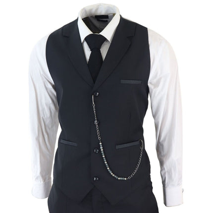 Men's Classic 3-Piece Plain Black Suit
