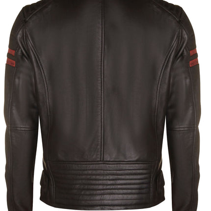 Mens Black Leather Retro Bomber Jacket - Rome
