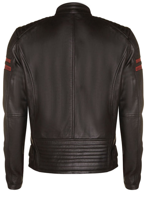 Mens Black Leather Retro Bomber Jacket - Rome