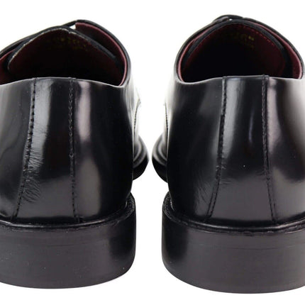 Mens Retro Oxford Brogue Derby Shoes In Black Patent Leather