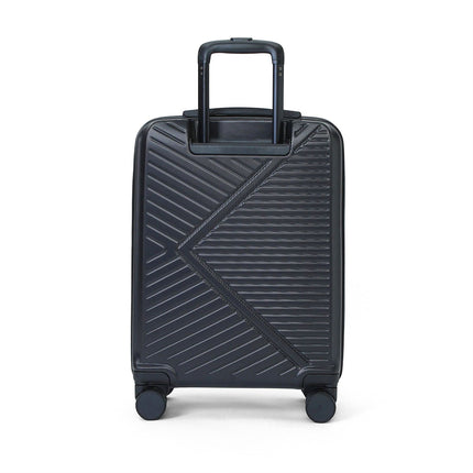 Hybrid ABS+PU Black Cabin Suitcase 57x37x25cm 8 Wheel Front Pocket Luggage