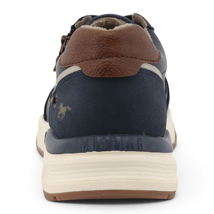 Mustang Men's Navy Faux Leather Trainer Sneakers - M0051001