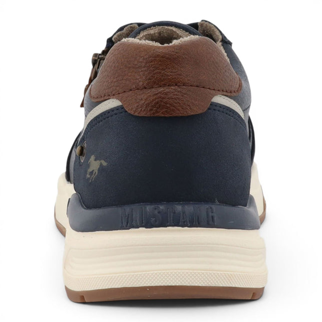 Mustang Men's Navy Faux Leather Trainer Sneakers - M0051001