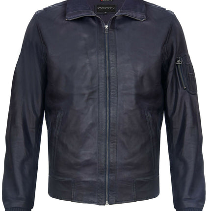 Mens Leather Varsity Bomber Jacket-Adana