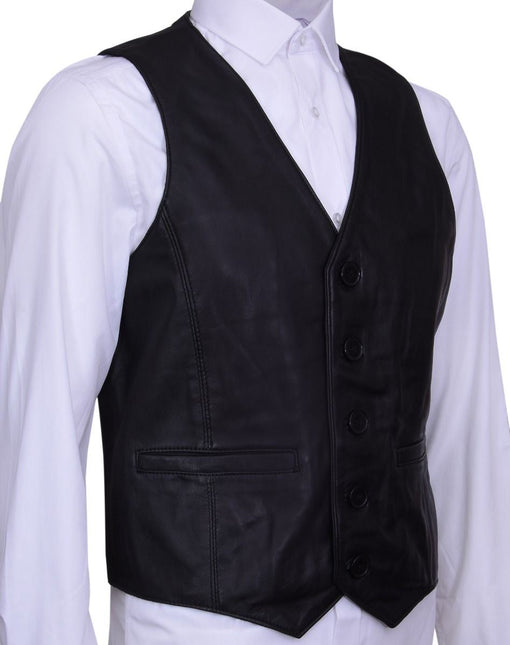 Mens Classic Leather Waistcoat-Chester