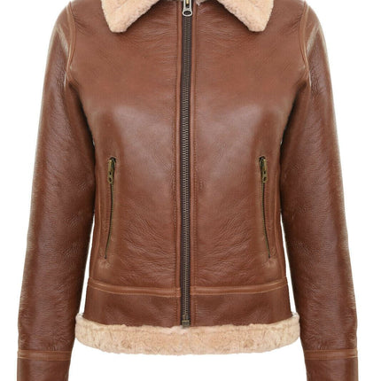 Womens Tan B3 Sheepskin Flying Jacket-Kano