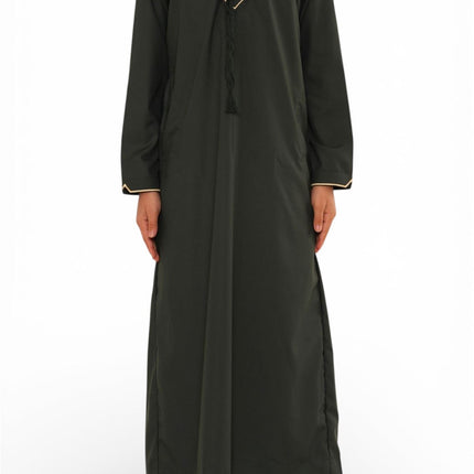 Kids Boys Ramadan Olive Green Moroccan Jubba Robe Djellaba Eid Thobe - K-TT-006