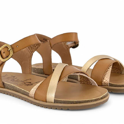 Blowfish Malibu Womens Tan Strappy Buckle Wedge Sandals - Monti-B