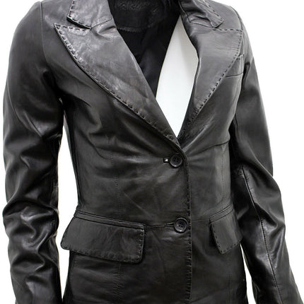 Womens Leather Blazer Jacket-Seregno