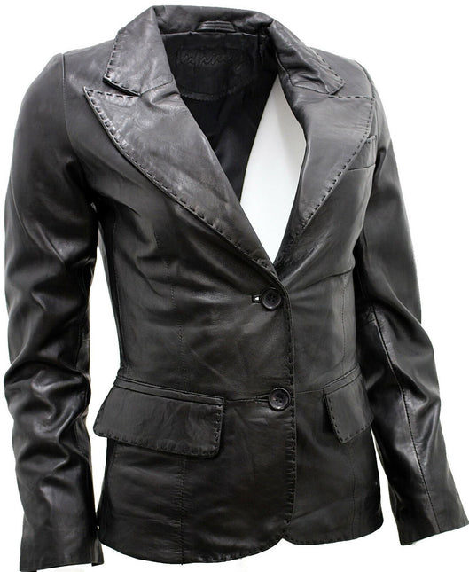 Womens Leather Blazer Jacket-Seregno