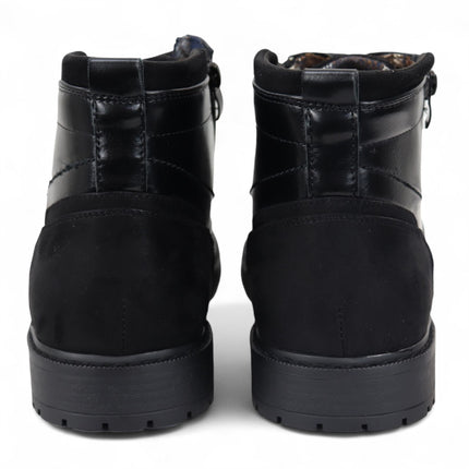 Men's Black Biker Lace-Up Ankle Boots