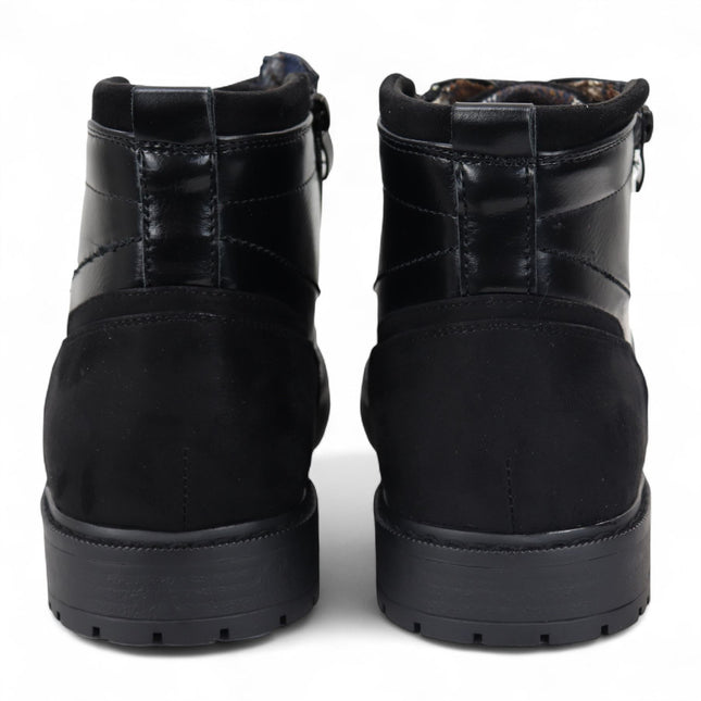 Men's Black Biker Lace-Up Ankle Boots
