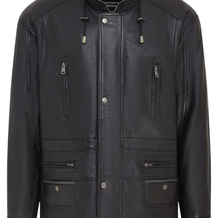 Mens Soft Italian Leather Parka Coat-Winnipeg
