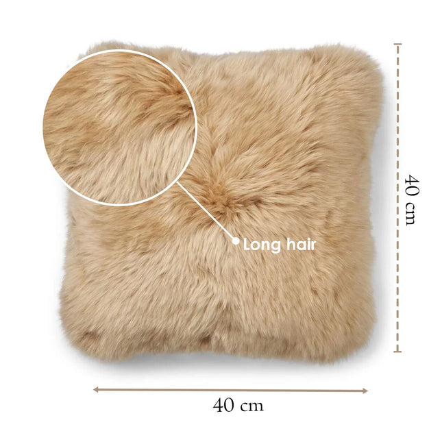 Genuine Sheepskin Taupe  40x40cm Real Wool Single Sided Cushion