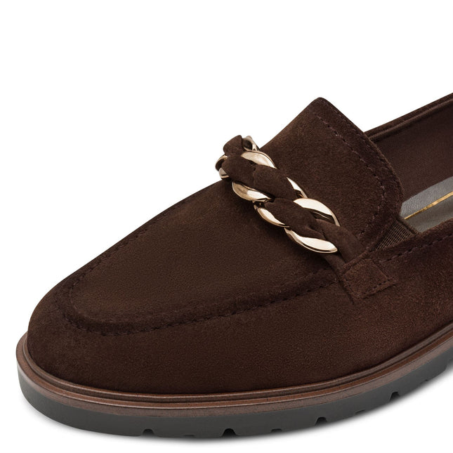 Tamaris Womens Mocca Brown Suede Leather Loafers Shoes
