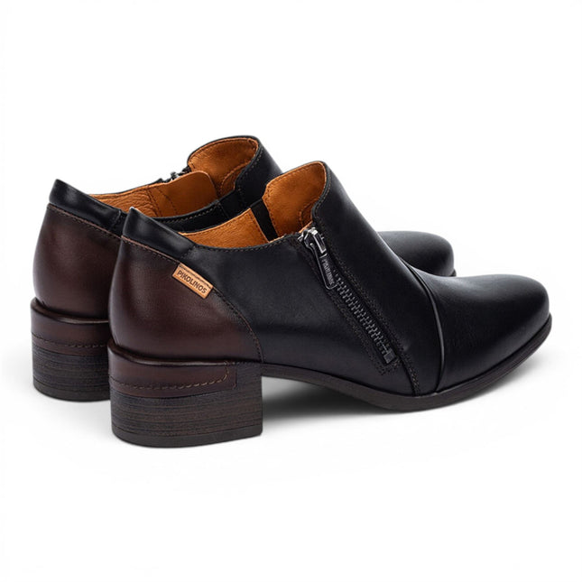 Pikolinos Women's Black Leather Low Heel Shoes - Malaga