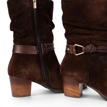 Pikolinos Women's Dark Brown Leather Mid-Calf High Boots - Zamora