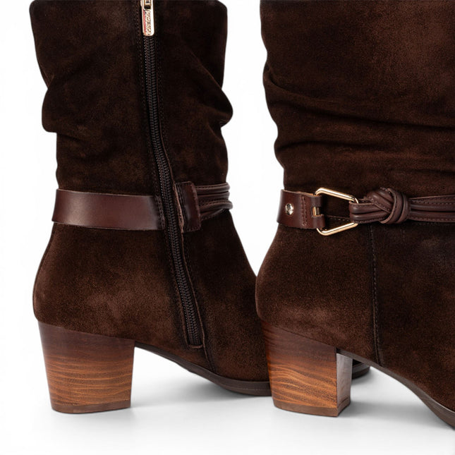 Pikolinos Women's Dark Brown Leather Mid-Calf High Boots - Zamora