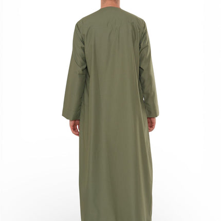Men's Ramadan Eid Olive Green Moroccan Jubba Robe Djellaba Thobe - TT-008