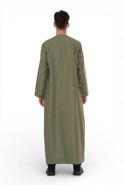 Men's Ramadan Eid Olive Green Moroccan Jubba Robe Djellaba Thobe - TT-008