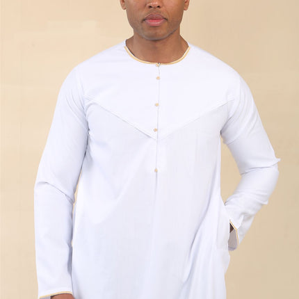 Men's Omani Eid White Thobe  Saudi Emirati Jubba Robe