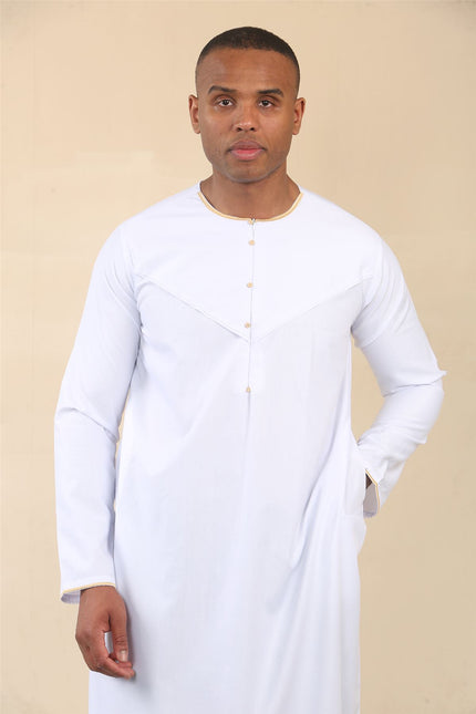 Men's Omani Eid White Thobe  Saudi Emirati Jubba Robe