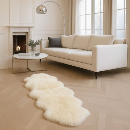 Genuine Sheepskin Cream Double Natural Fluffy Silky Soft Real Wool Rug