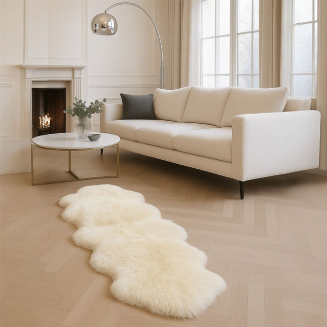 Genuine Sheepskin Cream Double Natural Fluffy Silky Soft Real Wool Rug