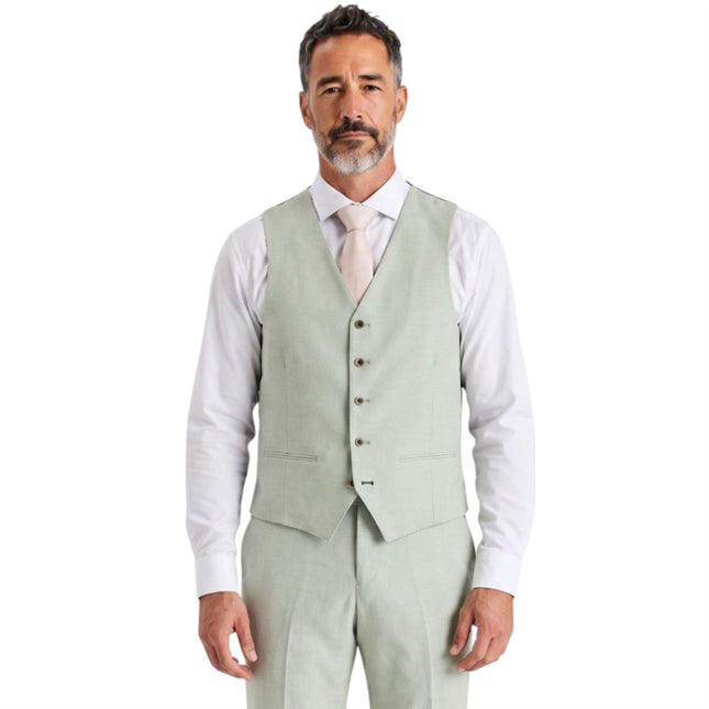 Men's Sage Green 3 Piece Tailored Fit Formal Suit - Belmont